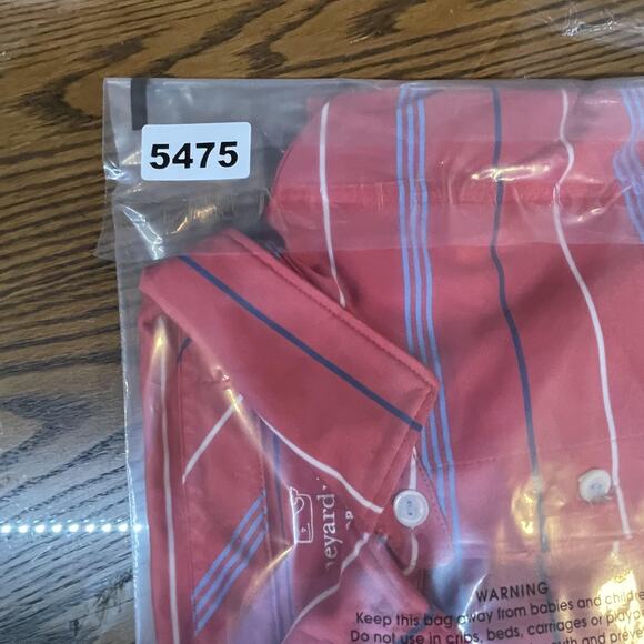 Vineyard Vines Polo Shirt Mens Medium Red Striped Performance Golf RFR Whale - Picture 12 of 12